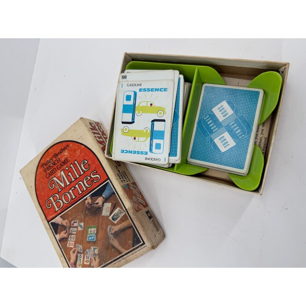 Mille Bornes French Card Game Parker Brothers Vintage 1971 Racing Family Game